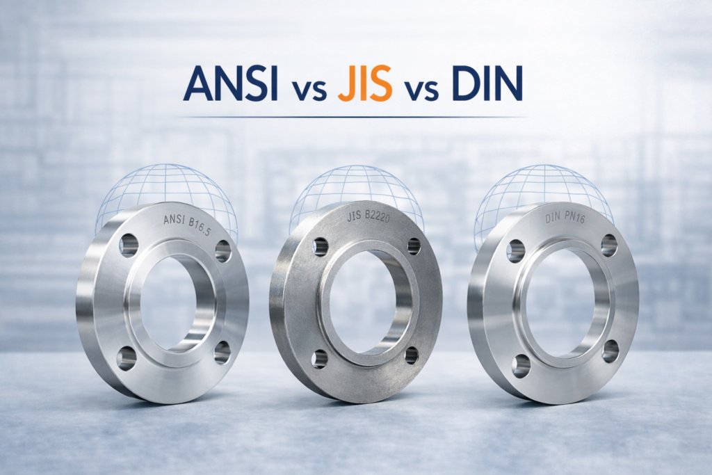 ANSI vs JIS vs DIN: คู่มือเลือกมาตรฐานหน้าแปลนวาล์วให้ตรงสเปค
